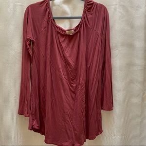 Piko long sleeve scalloped top in rust